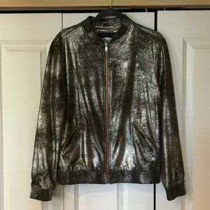 ZARA Metallic Suede Bomber Jacket
